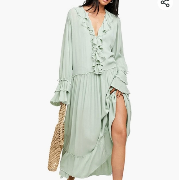 Free People Dresses & Skirts - Free People Sweet Darlin Maxi Dress in Minted Jade